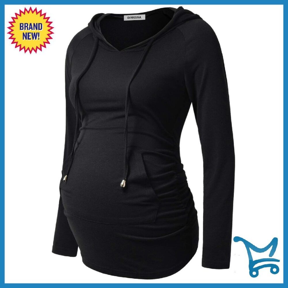 Maternity Hoodie Sweatshirt Long Sleeve Casual Pregnancy Top